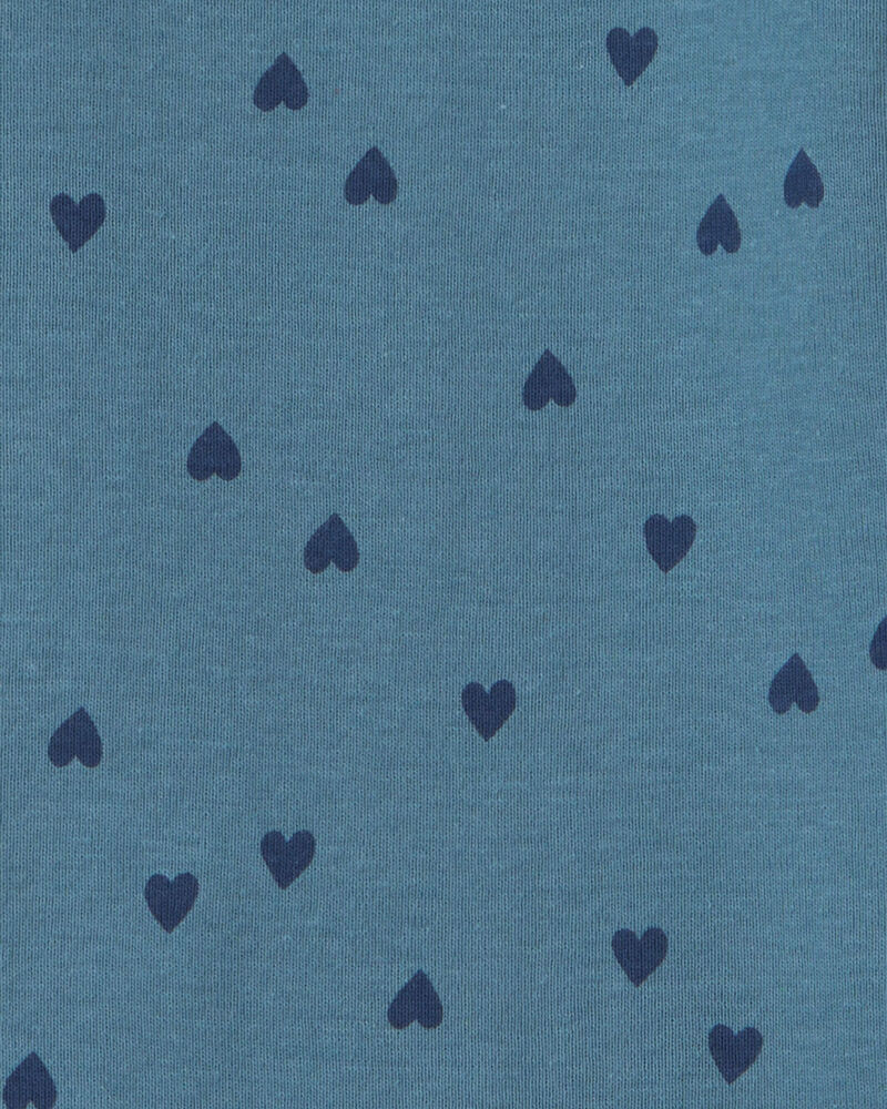 Filles - Haut manches longues en tissu c&ocirc;tel&eacute; &agrave; motif c&oelig;ur &ndash; Bleu, image 2 sur 2 diapositives