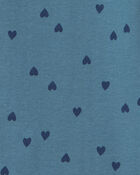 Filles - Haut manches longues en tissu c&ocirc;tel&eacute; &agrave; motif c&oelig;ur &ndash; Bleu, image 2 sur 2 diapositives