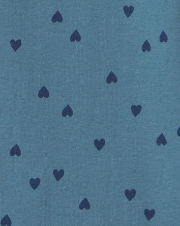 Filles - Haut manches longues en tissu c&ocirc;tel&eacute; &agrave; motif c&oelig;ur &ndash; Bleu, 