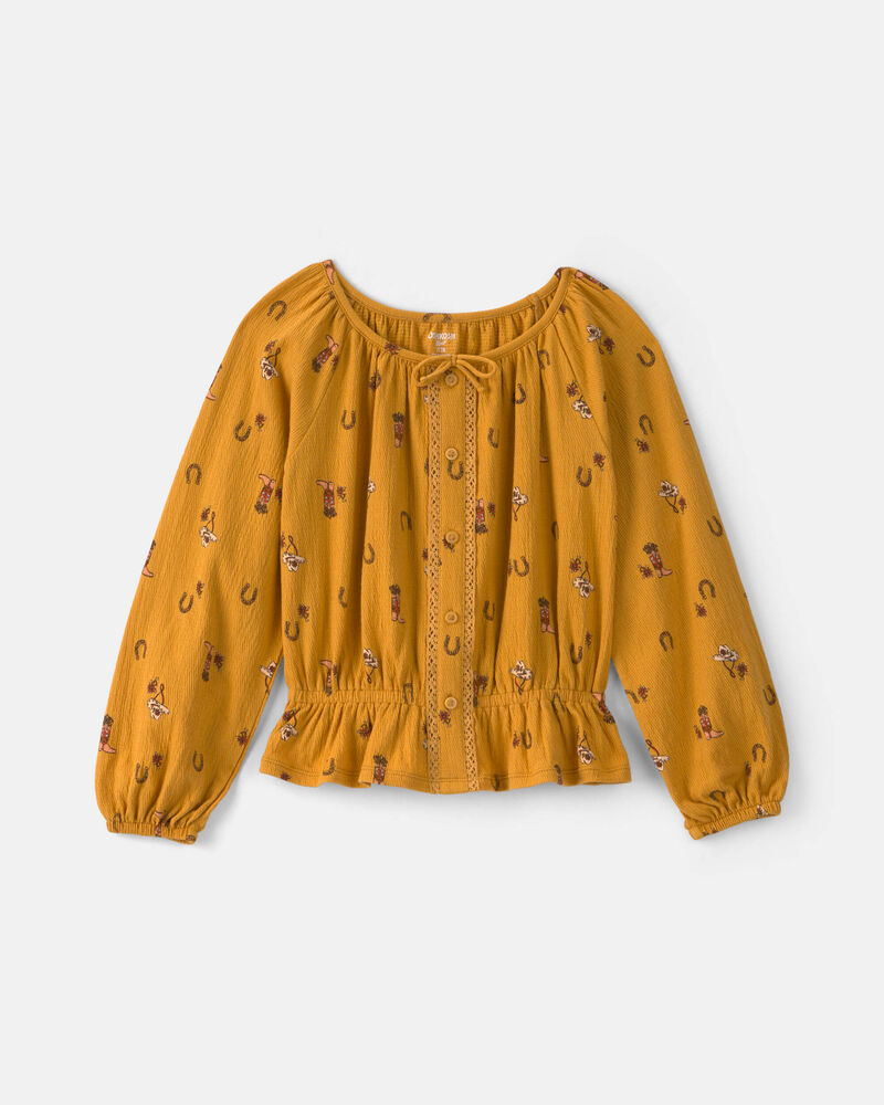 Filles - Haut manches longues &agrave; motif western &ndash; Jaune, image 1 sur 6 diapositives