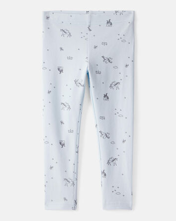 Tout-petit fille - Legging extensible en coton imprimé - Bleu, 