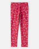 Girls Cherry Pull-On Stretch Leggings - Pink, image 2 of 4 slides