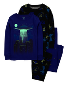 Kid 4-Piece Space Alien 100% Snug Fit Cotton Pyjamas, image 2 of 5 slides