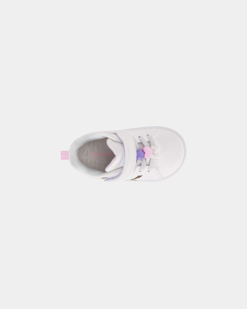 Baby Girl Every Step&reg; First Walker Leopard Charm Sneakers - White, image 4 of 6 slides