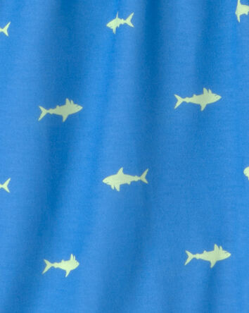 Boys Shark Short-Sleeve Loose Fit 2-Piece pyjama Set - Grey/Blue, 