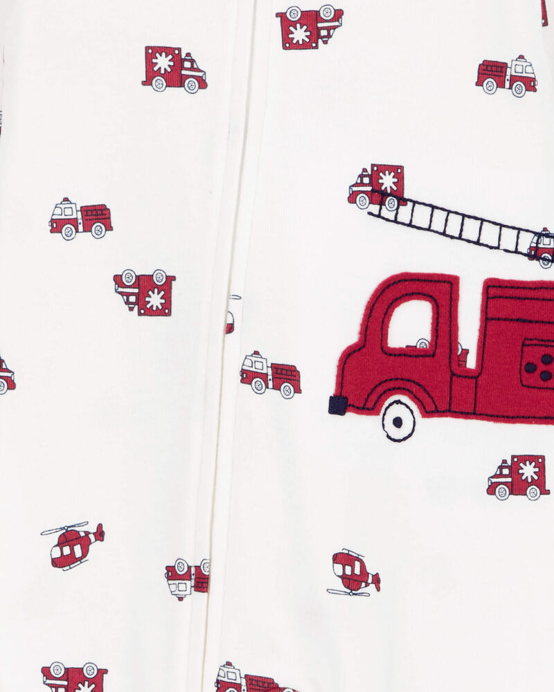 Baby 1-Piece Firetruck 100% Snug Fit Cotton Footless Pyjamas, image 2 of 4 slides