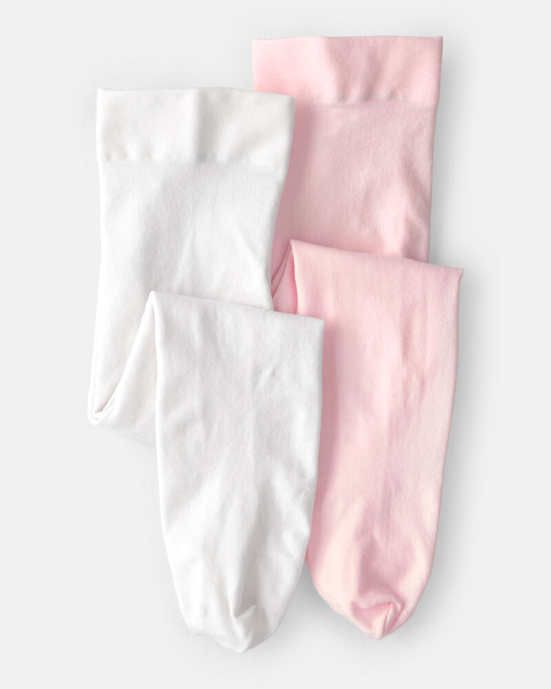 Baby Girl 2-Pack Tights - Pink/White, image 1 of 4 slides