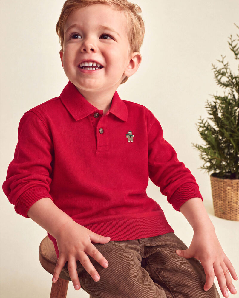 Toddler Boy Polo Sweater - Red, image 2 of 4 slides