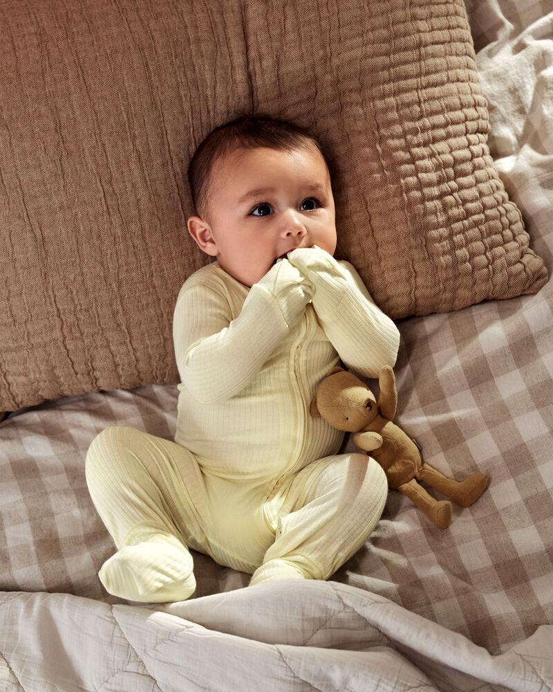 Baby Solid 2-Way Zip PurelySoft Convertible Foot Sleeper Pyjamas - Yellow, image 6 of 8 slides