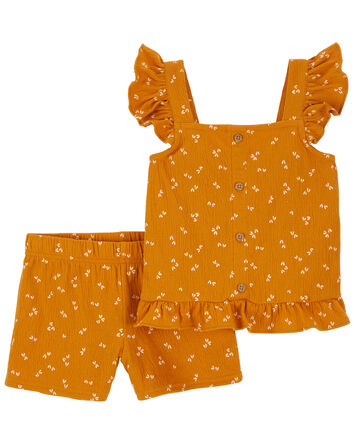 2-Piece Floral Crinkle Jersey Outfit Set, 