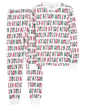 Pyjama 2 pièces en mélange de coton à motif Holly jolly pour adultes, 