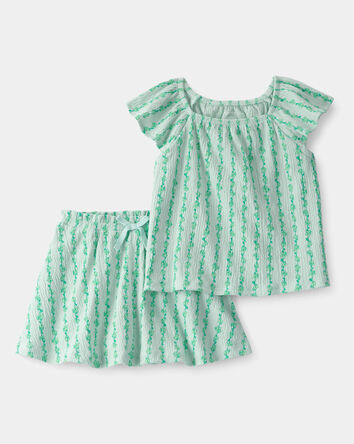 Toddler Girl 2-Piece Vine Top & Skort Set - Green, 