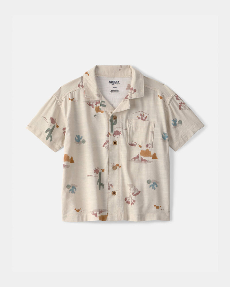 Tout-petit gar&ccedil;on - Chemise boutonn&eacute;e &agrave; manches courtes, motif d&eacute;sert - Beige, image 1 sur 2 diapositives
