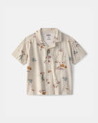 Tout-petit gar&ccedil;on - Chemise boutonn&eacute;e &agrave; manches courtes, motif d&eacute;sert - Beige, image 1 sur 2 diapositives