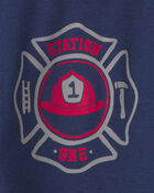 Baby Boy 4-Piece 'Rescue Squad' Firetruck 100% Cotton Snug Fit Pyjama Set - Red/Blue, image 4 of 5 slides