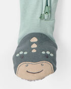 B&eacute;b&eacute; - Pyjama 1 pi&egrave;ce ajust&eacute; en 100 % coton, dinosaure - Vert, image 4 sur 4 diapositives