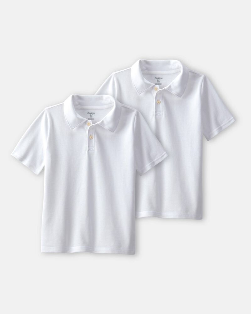 Gar&ccedil;on &ndash; Emballage 2 polos d&rsquo;uniforme en piqu&eacute; &ndash; Blanc, image 1 sur 3 diapositives