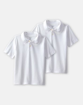 Boys 2-Pack Uniform Piqu&eacute; Polo Shirts - White, 