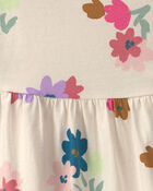 Tout-petit fille - Robe manches courtes &agrave; motif floral - Cr&egrave;me, image 3 sur 3 diapositives