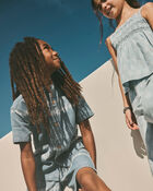 Gar&ccedil;ons - Chemise boutonn&eacute;e &agrave; manches courtes en denim teint par n&oelig;uds - Bleu, image 4 sur 5 diapositives