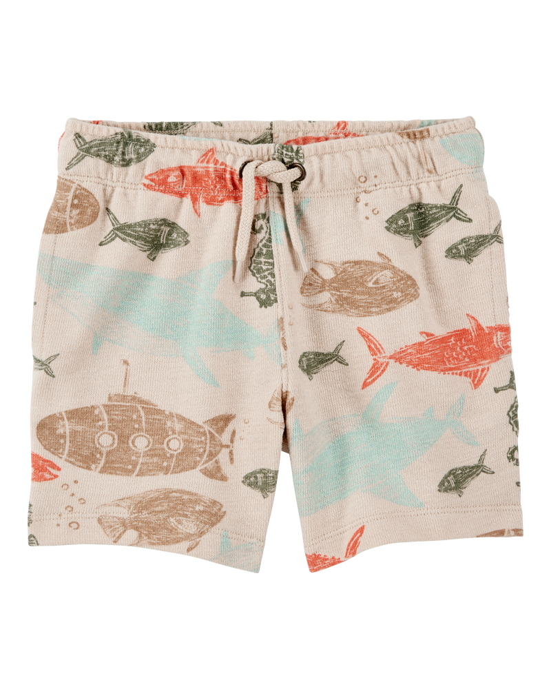 Toddler Sea Print Pull-On Shorts, image 1 of 4 slides