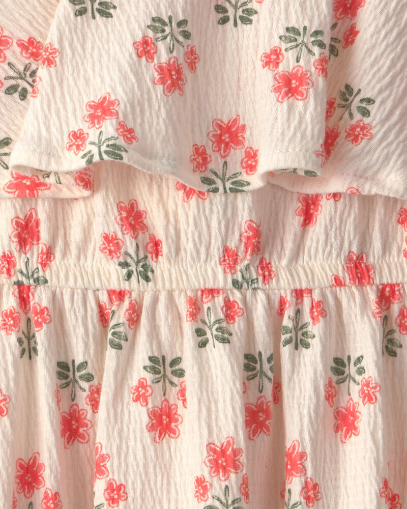 Tout-petit fille - Robe &agrave; volants &agrave; motif floral - Cr&egrave;me, image 3 sur 3 diapositives