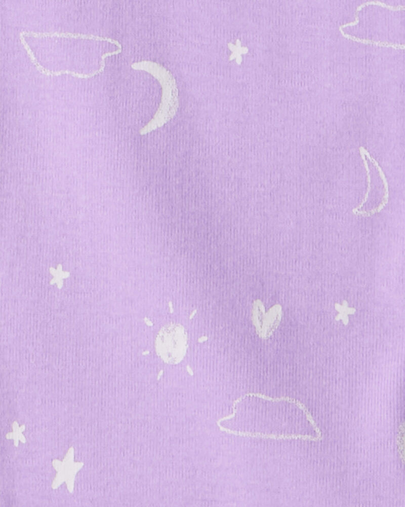 Girls Unicorn Print 100% Cotton Long-Sleeve 4-Piece Pyjamas - Purple, image 5 of 6 slides