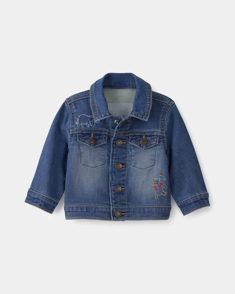 B&eacute;b&eacute; - Blouson en denim effet tricot brod&eacute; Winnie l&rsquo;Ourson de Disney&reg; avec motif au dos - D&eacute;lav&eacute; fonc&eacute;, image 7 sur 8 diapositives