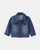 B&eacute;b&eacute; - Blouson en denim effet tricot brod&eacute; Winnie l&rsquo;Ourson de Disney&reg; avec motif au dos - D&eacute;lav&eacute; fonc&eacute;, image 7 sur 8 diapositives