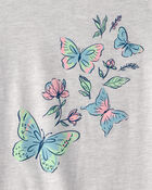 Girls Butterfly Graphic Tee - Grey, image 2 of 3 slides