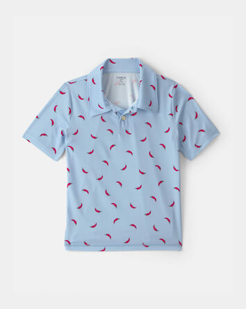 Gar&ccedil;ons - Polo sport &agrave; motif de piments - Bleu, 