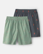 Boys 2-Pack Gaming Pyjama Shorts - Green/Grey, image 1 of 4 slides