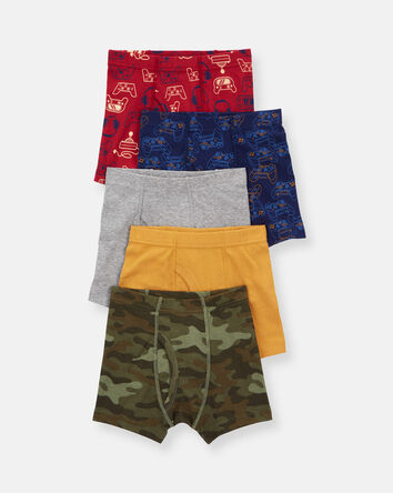 Gar&ccedil;ons - Emballage de 5 cale&ccedil;ons boxers camouflage &ndash; Rouge/Vert/Jaune., 
