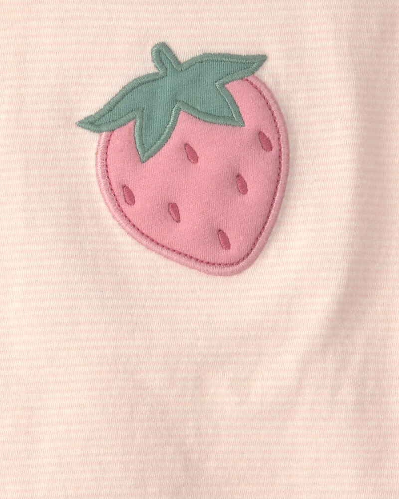 B&eacute;b&eacute; fille - Ensemble 3 pi&egrave;ces haut &agrave; motif fraise et pantalon - Rose, image 3 sur 3 diapositives