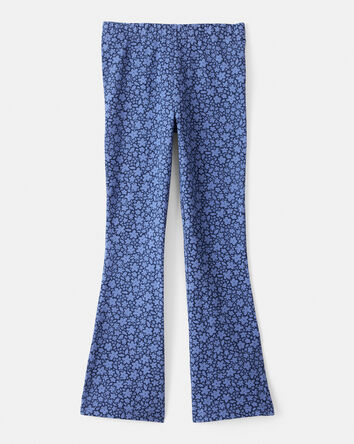 Filles - Leggings extensibles en coton à fleurs - violet, 