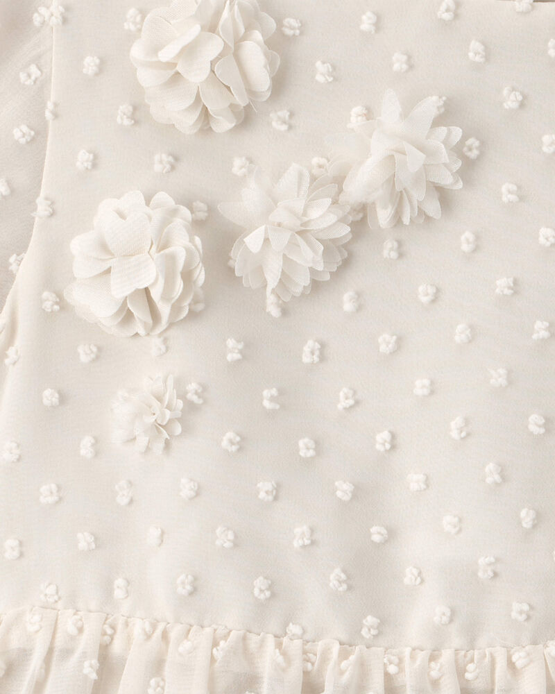 Toddler Girl Swiss Dot Occasion Dress - Cream, image 3 of 4 slides