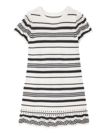 Kid Striped Sweater Dress- White, 