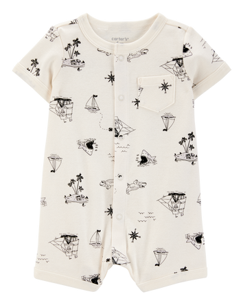 Baby Pirate Snap-Up Cotton Romper, 