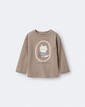 Toddler Girl Cocoa Cat Long-Sleeve Graphic Tee - Tan, 