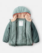 Toddler Boy Long-Sleeve Midweight Quilted Sherpa Jacket - Green, image 2 of 3 slides