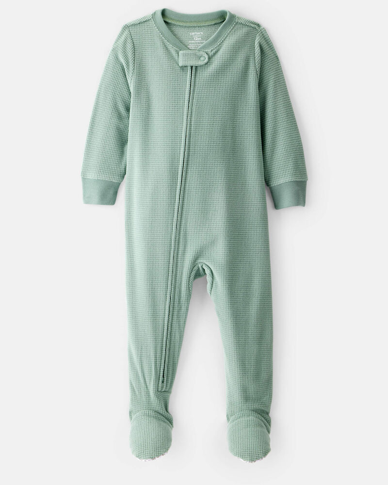 Toddler Boy Loose Fit Long-Sleeve 2-Way Zip 1-Piece Pyjamas - Green, image 1 of 3 slides
