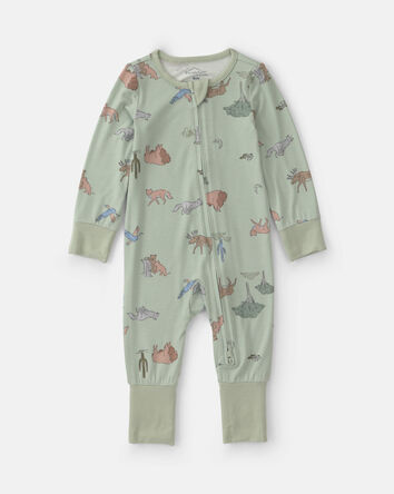 B&eacute;b&eacute; gar&ccedil;on - Grenouill&egrave;re PurelySoft &agrave; fermeture &agrave; glissi&egrave;re double sens &agrave; motif animaux - Vert, 