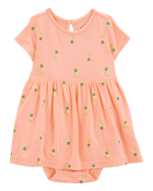 Bébé fille - Robe cache-couche PurelySoft imprimé d’ananas - Corail, image 1 sur 5 diapositives