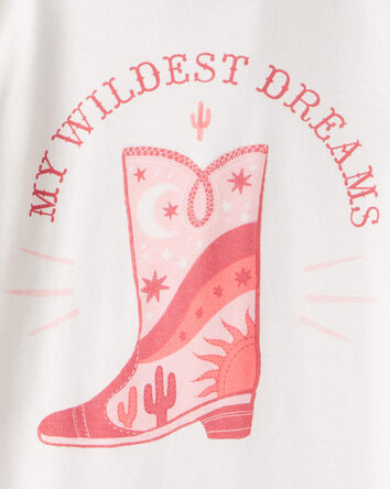 Girls Cowgirl Print 100% Cotton Long-Sleeve Snug Fit 4-Piece Pyjamas - Pink, 