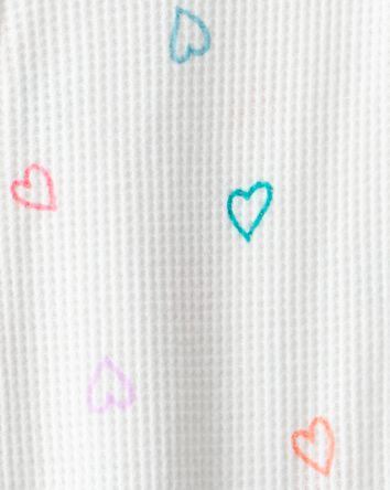 Toddler Girl Heart Cotton Snug Fit Footie 1-Piece Pyjamas - White, 