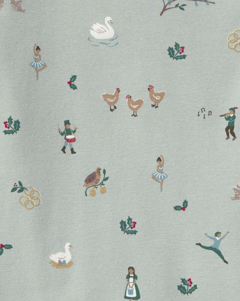 Kids 2-Piece Organic Cotton Pyjamas in 12 Days of Christmas Print, image 3 of 3 slides
