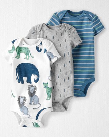 Baby 3-Pack Organic Cotton Rib Bodysuits, 