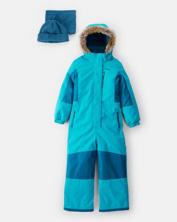 Filles - Combinaison de neige Taslan en une pièce - Aqua, 