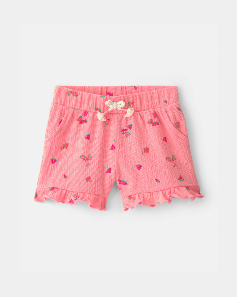 Baby Girl Ruffle-Trim Watermelon Shorts - Pink, image 1 of 4 slides