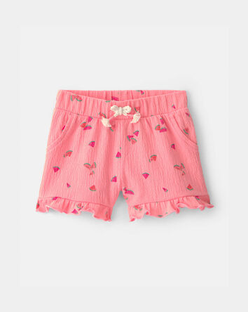 Baby Girl Ruffle-Trim Watermelon Shorts - Pink, 